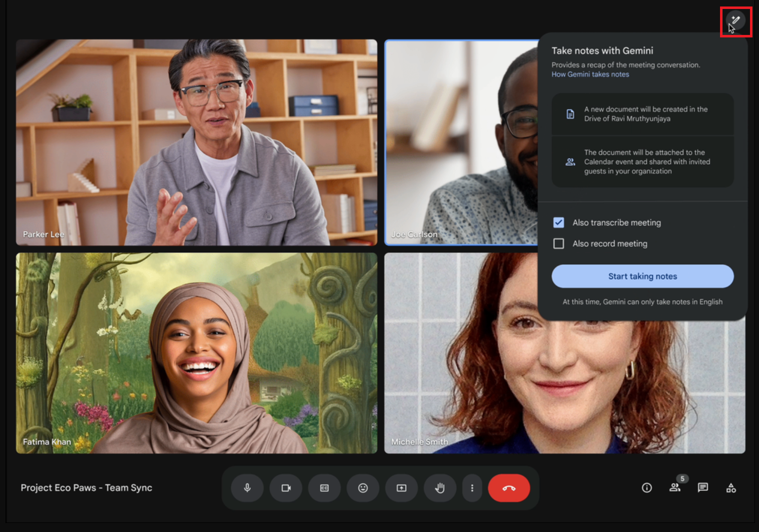 How to enable automatic note-taking in Google Meet