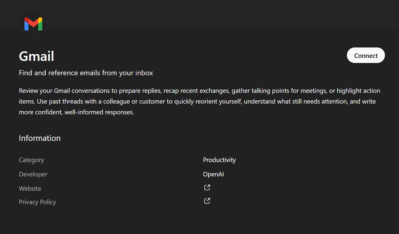 Connect Gmail to ChatGPT