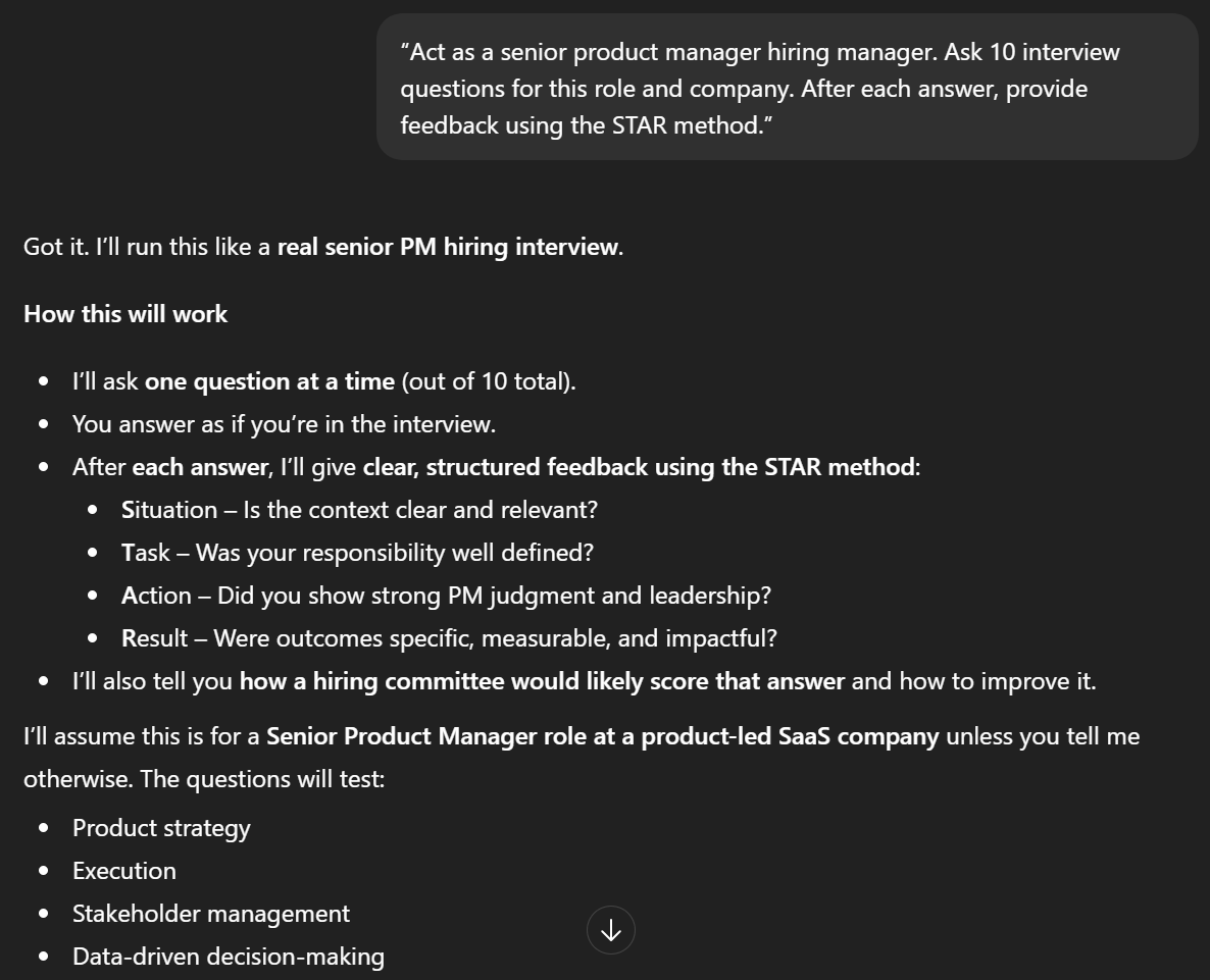 Doing mock interviews with ChatGPT