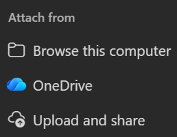 Options for attaching files