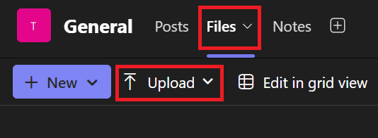 Upload files to the Files tab
