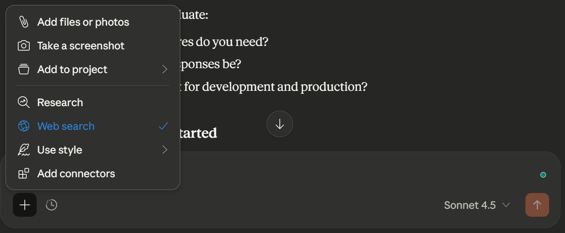 Claude for web search