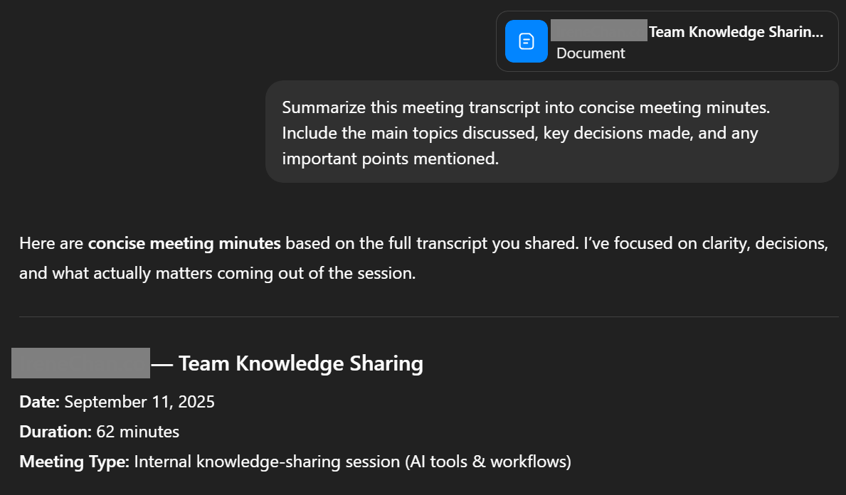 ChatGPT Meeting Minutes Generator
