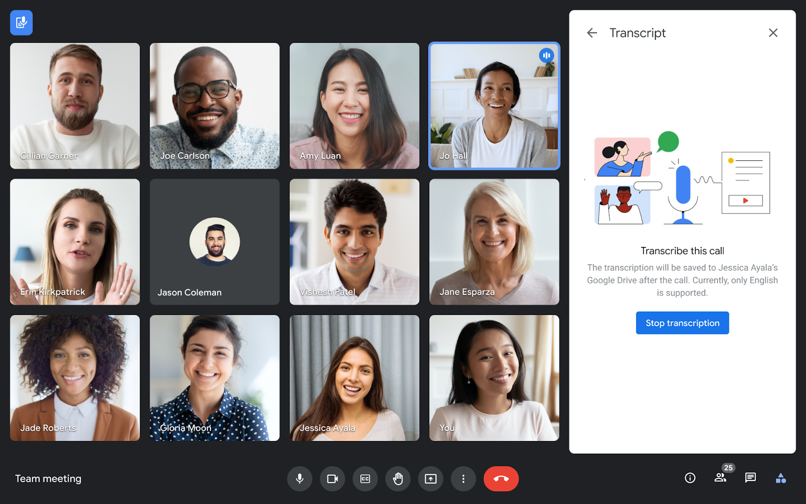Google Meet transcript