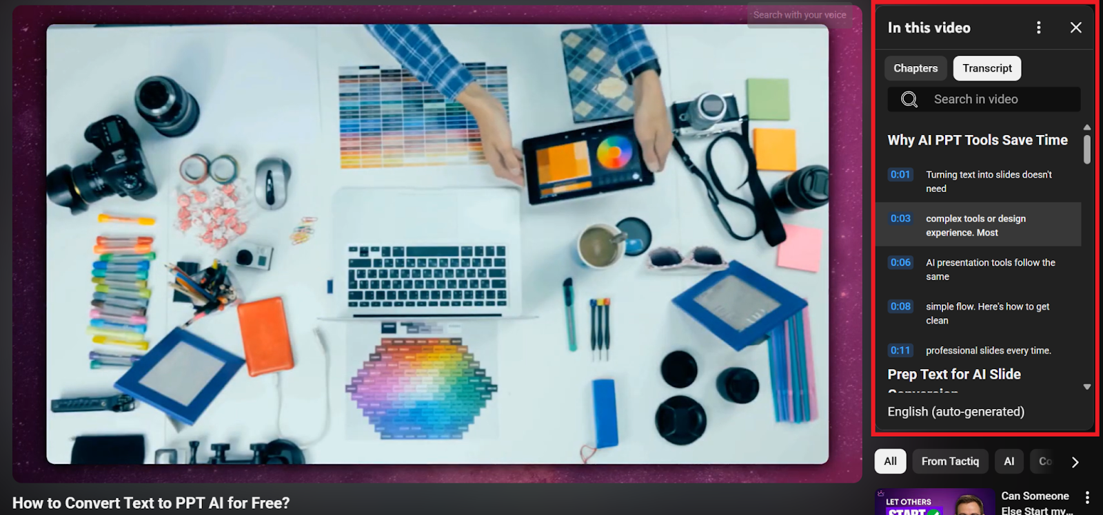 Get a YouTube Transcript Directly From YouTube (For Desktop)