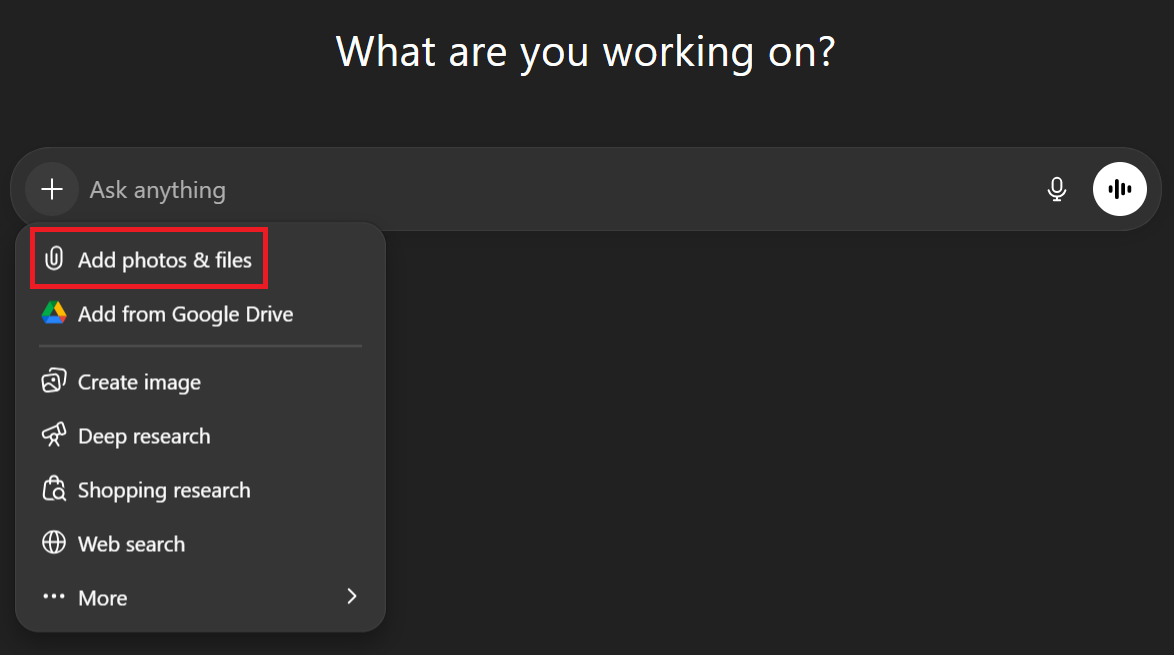 Add files to ChatGPT