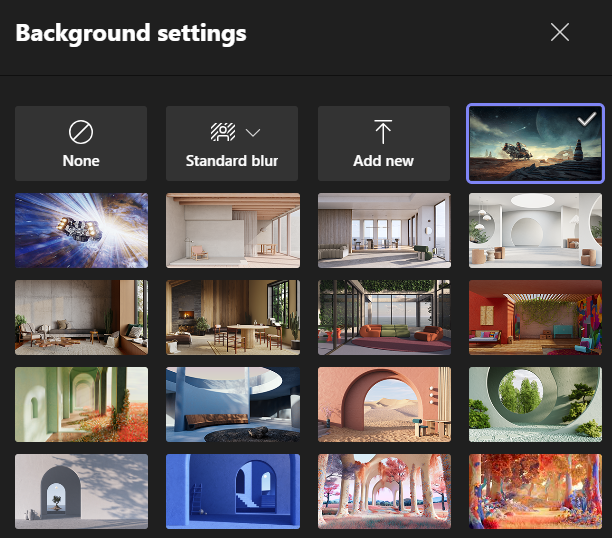 MS Teams background settings