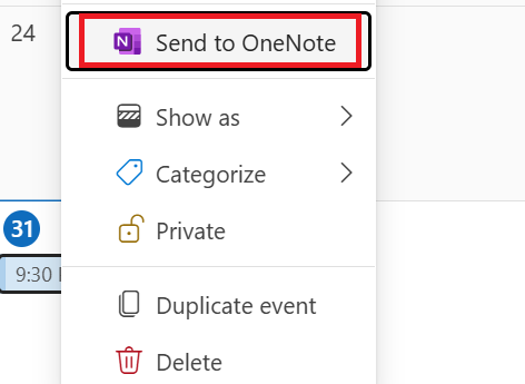 Send to OneNote button
