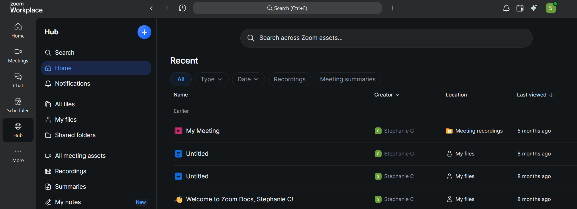 Accessing recordings via Zoom Hub