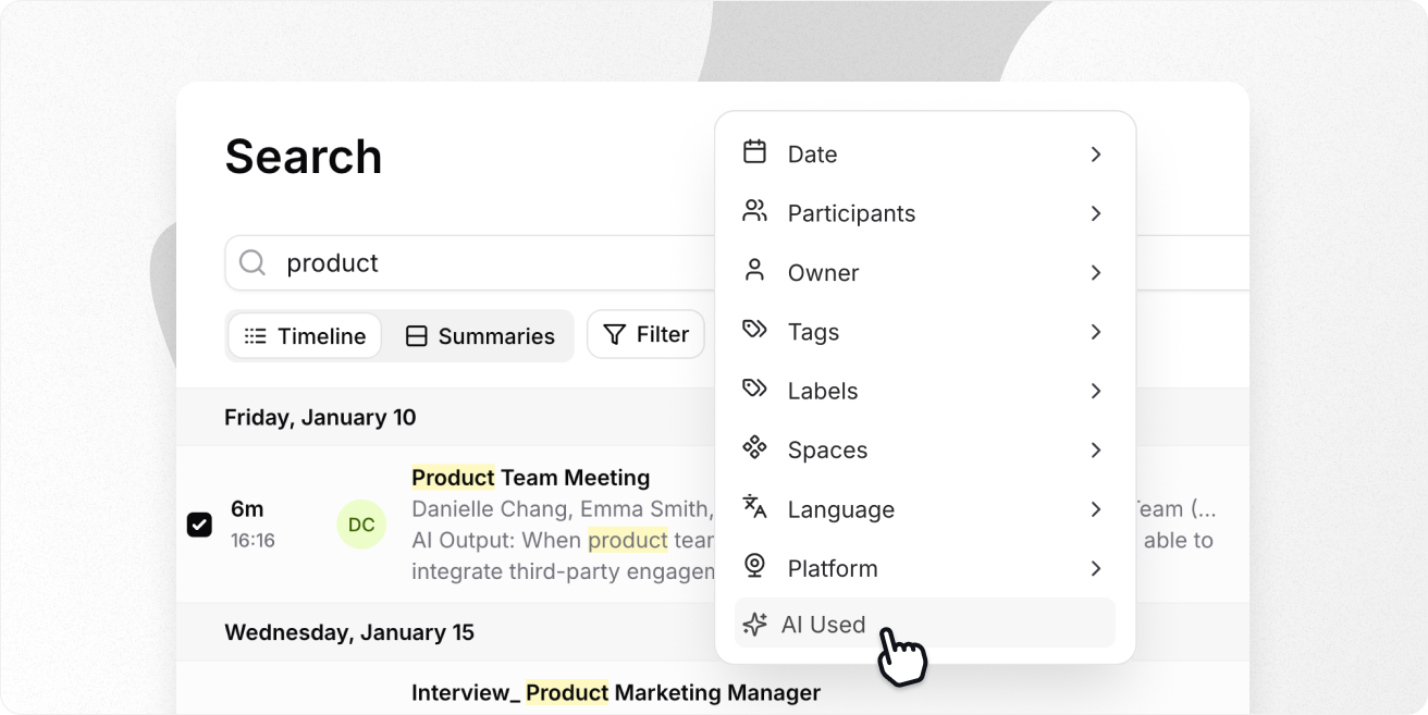 Searching Through Your Google Meet History with Tactiq