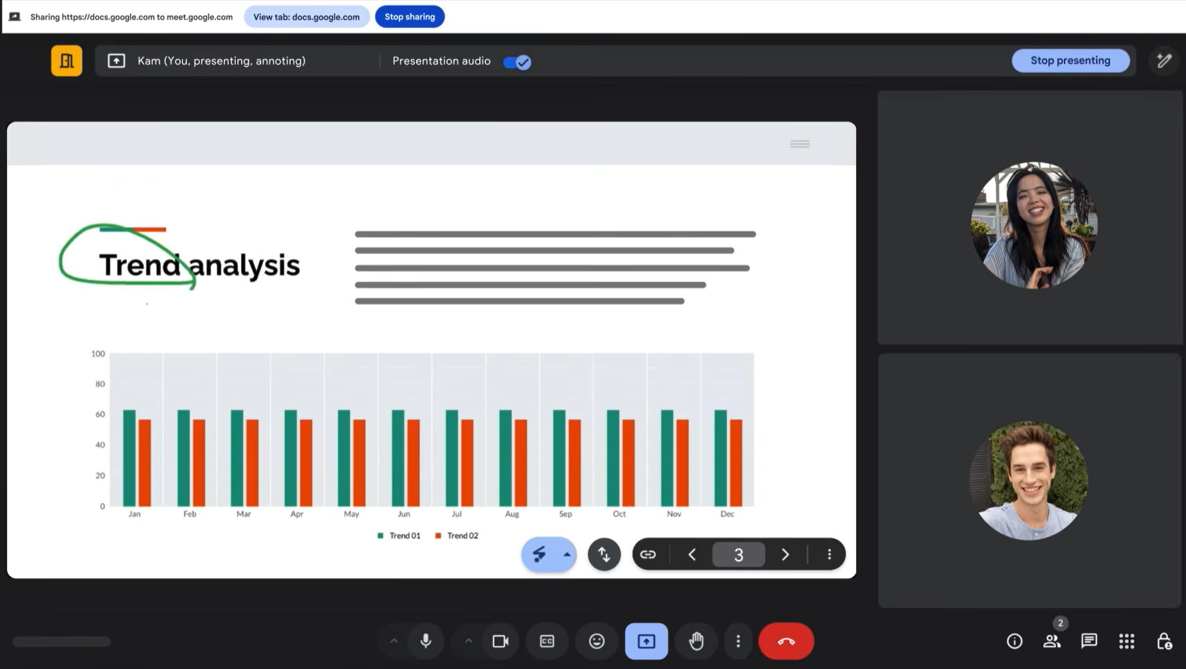 Screen sharing on Google Meet