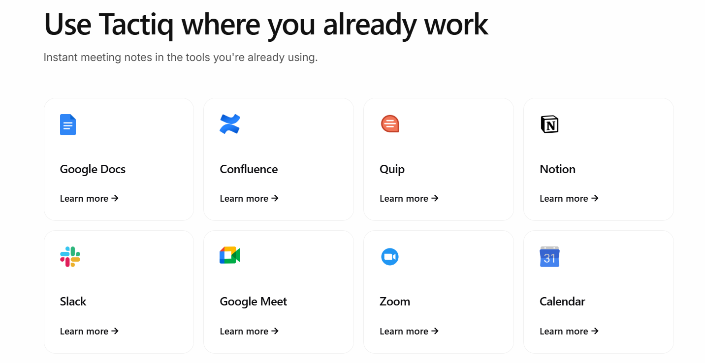 Tactiq integrations