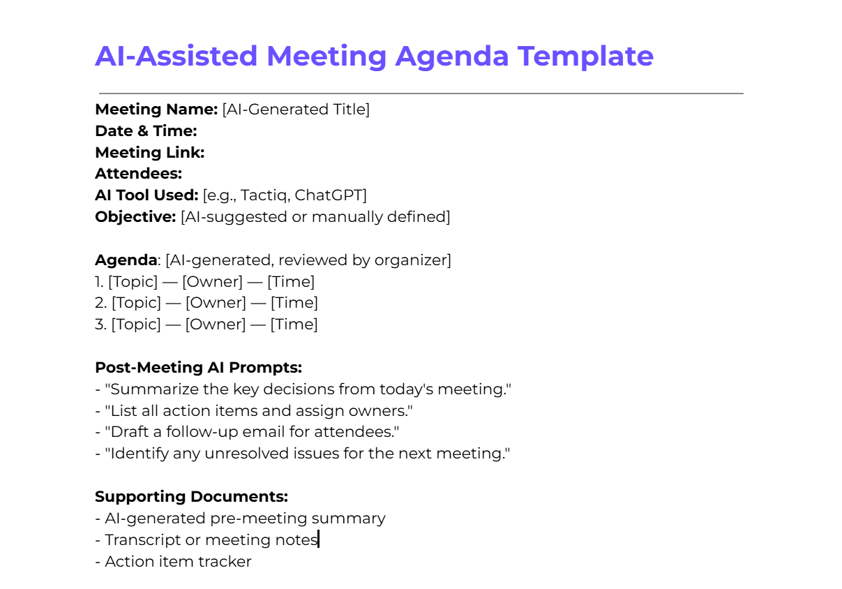 AI-Assisted Meeting Agenda