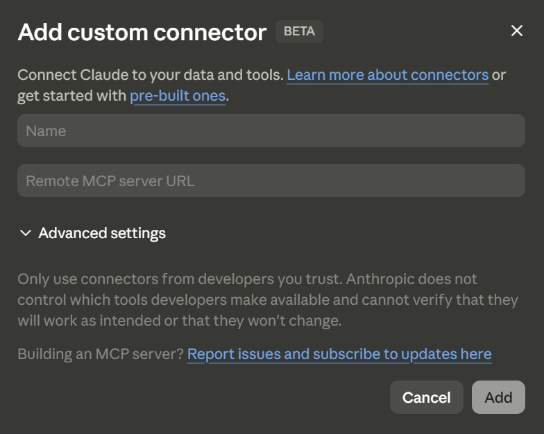 Adding a custom connector