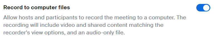 Enable record to computer files