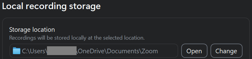 Local recording storage location