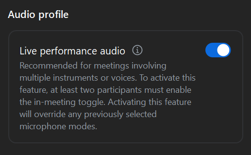 Live Performance Audio