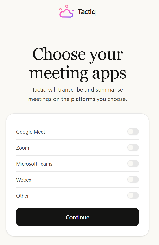 Connect meeting apps to Tactiq