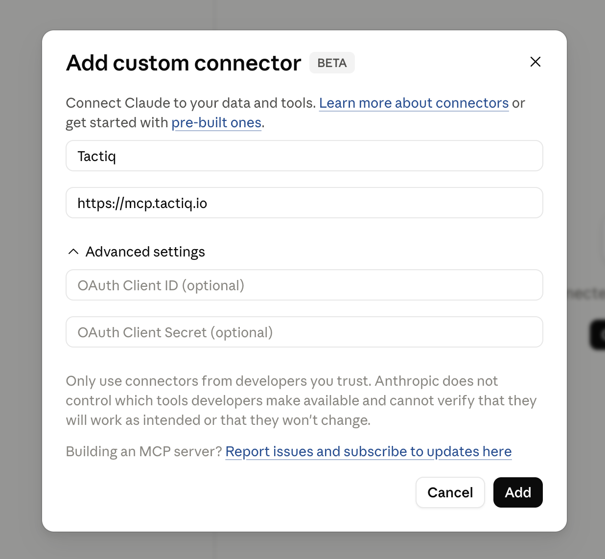 add custom connector