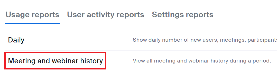 Zoom meeting and webinar history