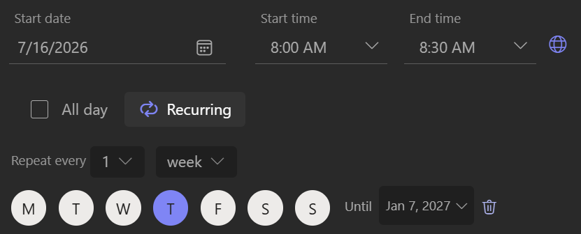 Recurring meetings
