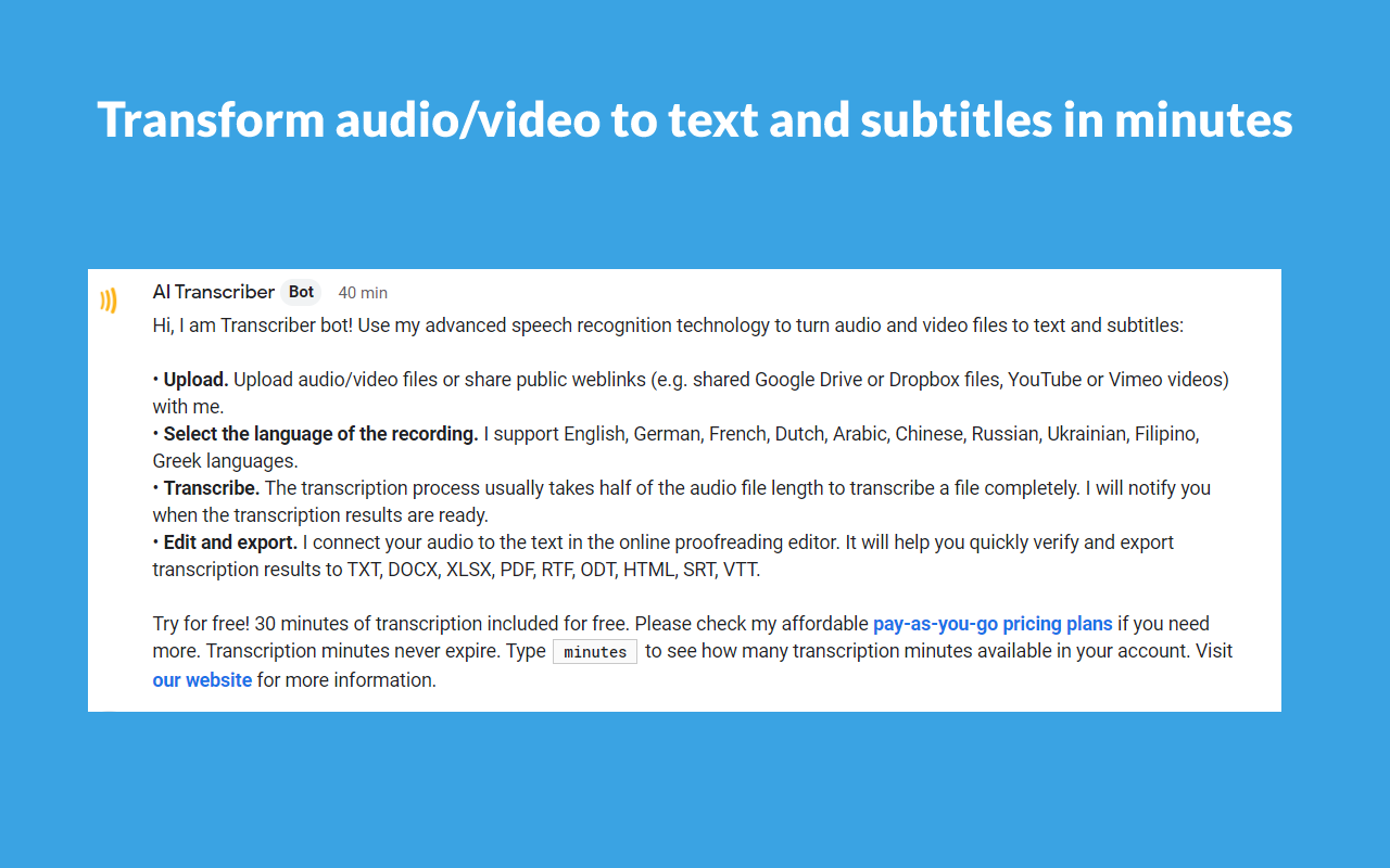 AI Transcriber for Audio and Video Transcription