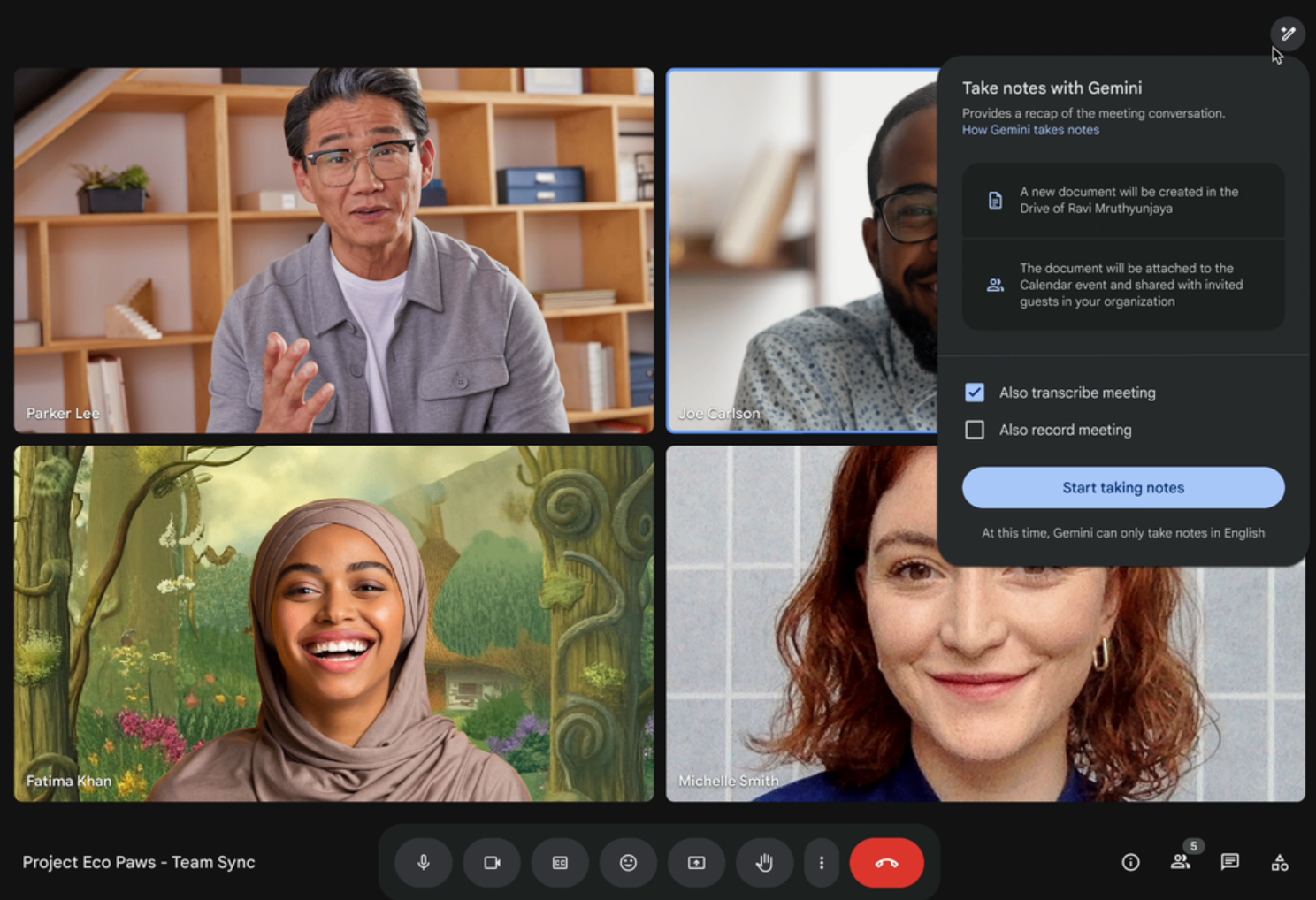 Start taking notes on Google Meet