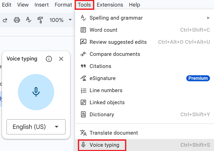 Best speech to text for quick voice dictation_ Google Docs Voice Typing