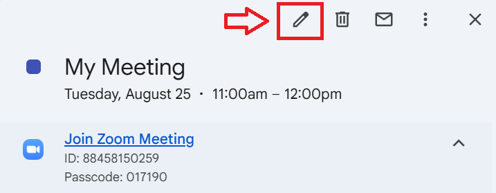 Editing a Google Calendar event