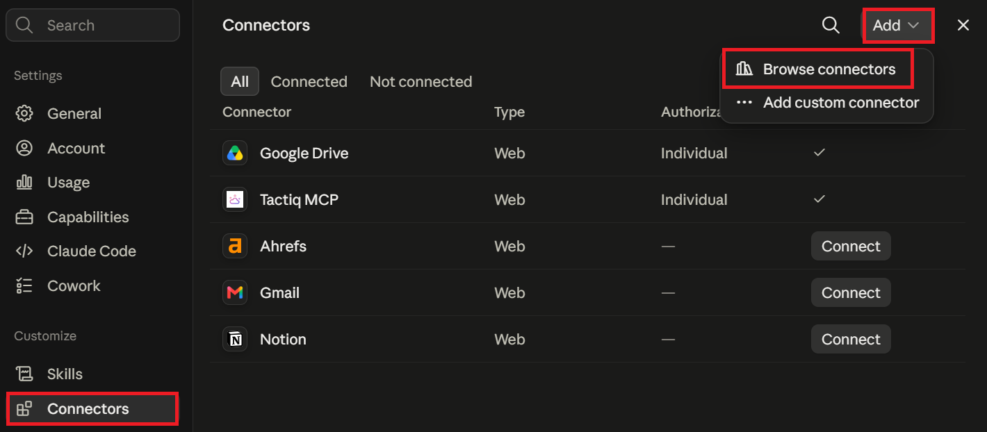 claude connector directory