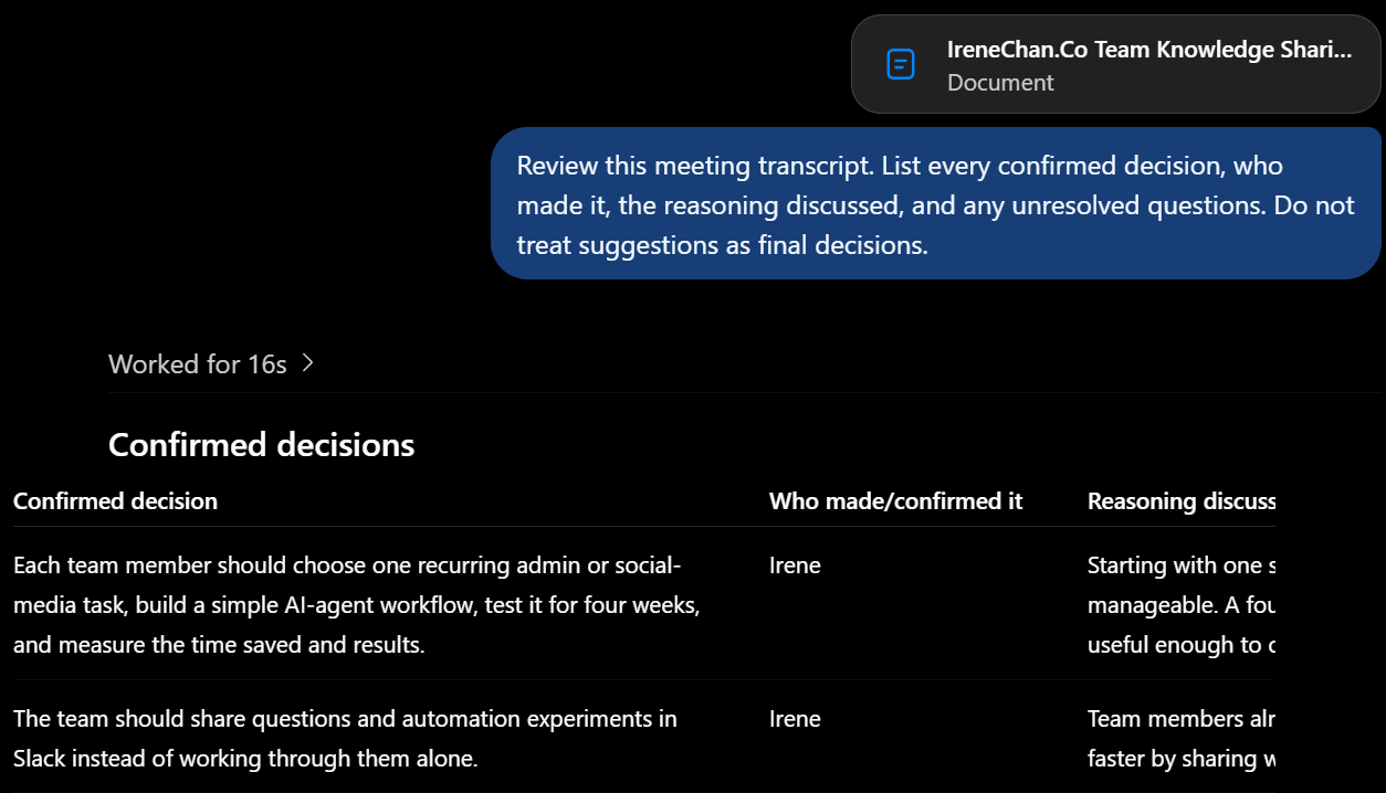 ChatGPT for making decisions