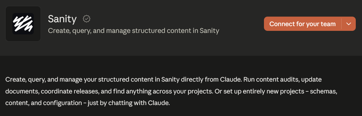 sanity connector