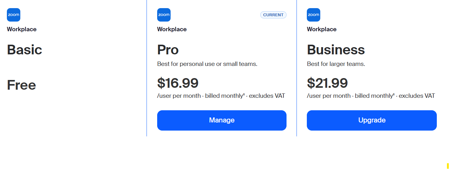 Zoom pricing