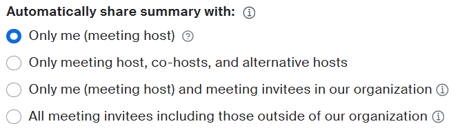 Automatic summary sharing settings