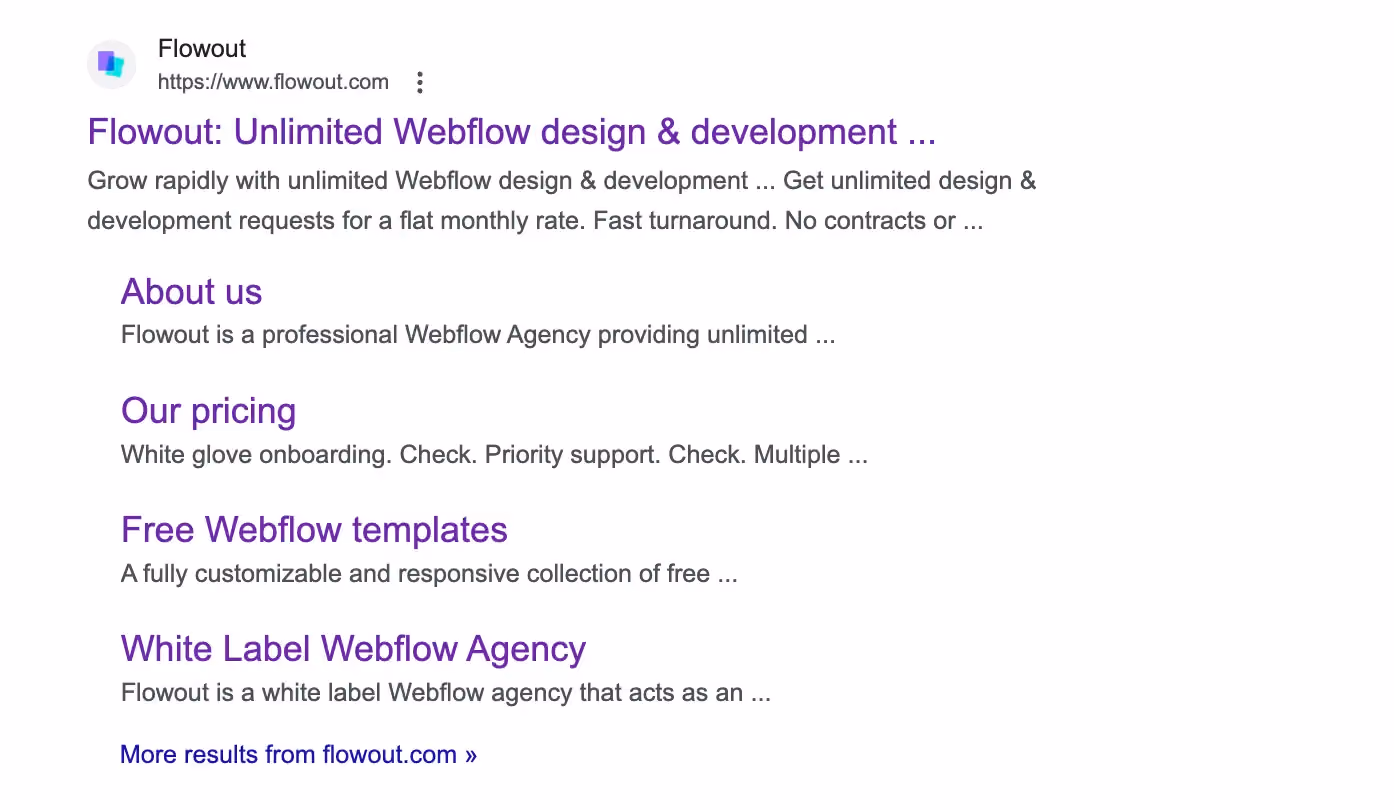 Google search results for Flowout