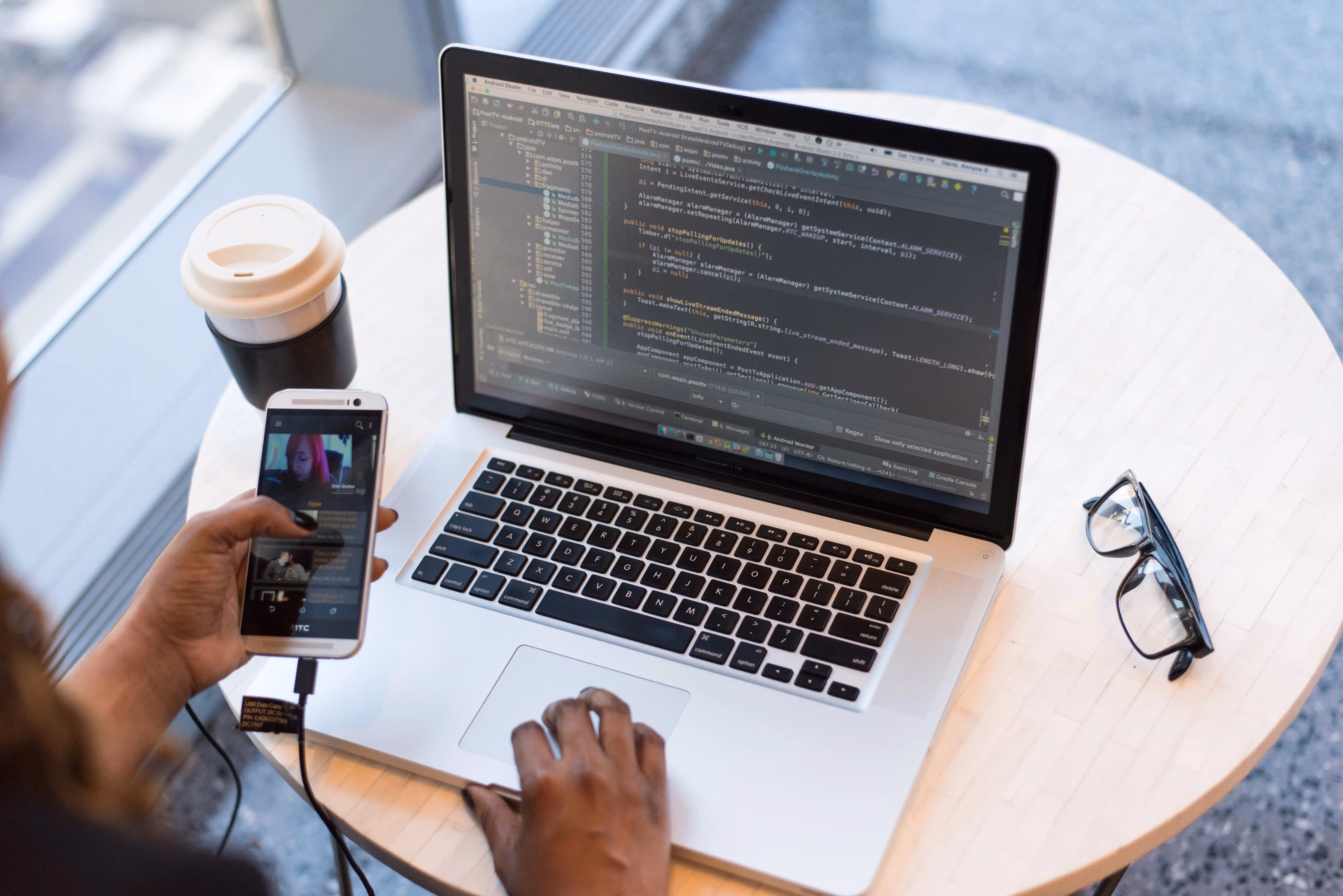A Macbook with code portal open