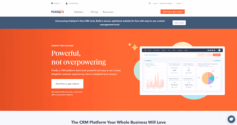Hubspot homepage