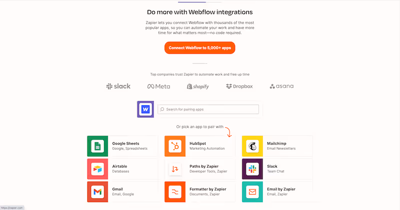 Zapier homepage