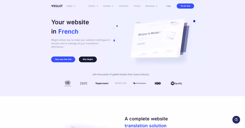 Weglot homepage
