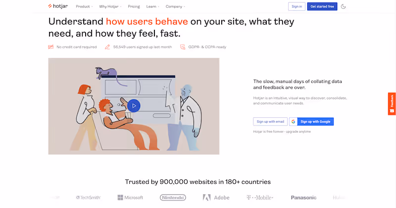 Hotjar homepage