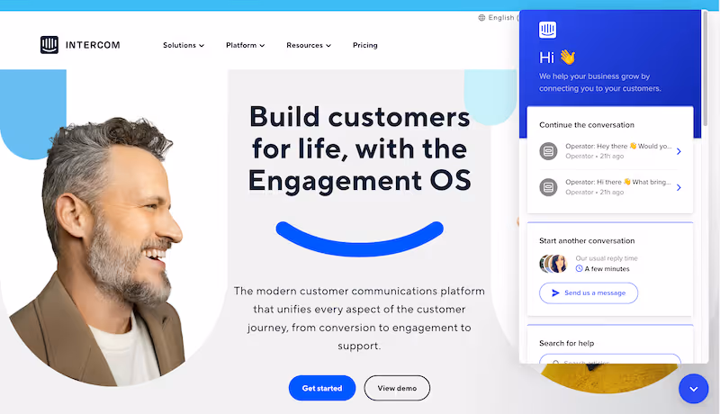 Intercom homepage