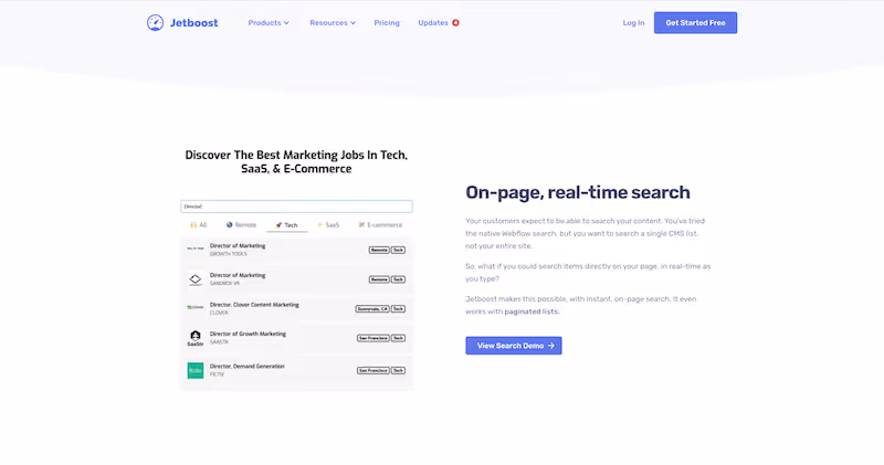 Jetboost homepage