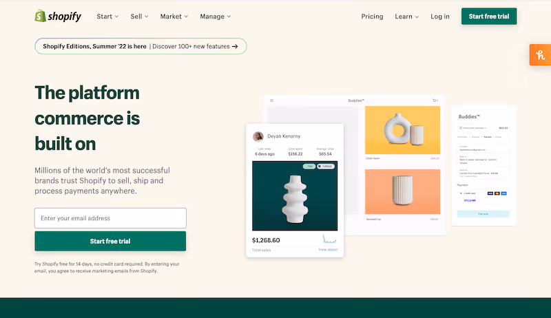 Shopify homepage