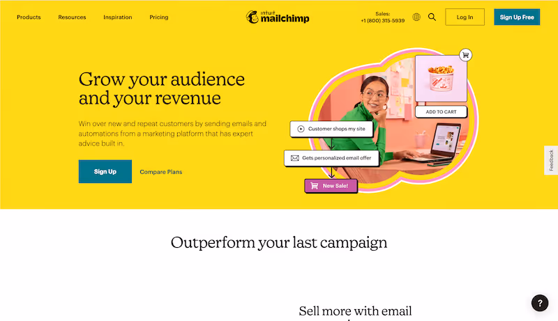 Mailchimp homepage