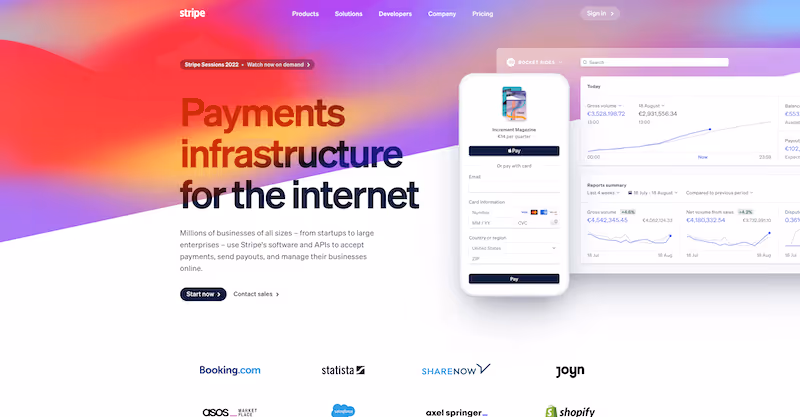 Stripe homepage