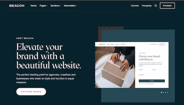 Beacon Webflow template header