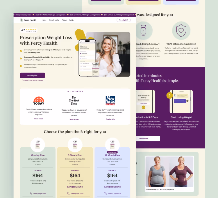 Percy Health website thumbnail