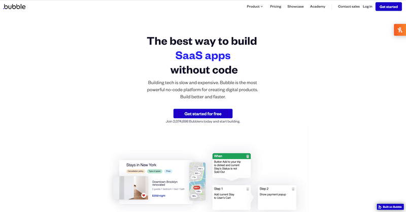 Photo of Bubble.io homepage