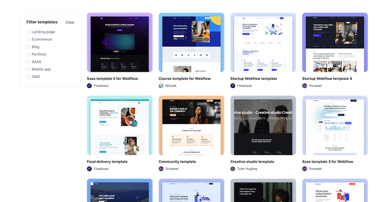 Free Webflow template library by Flowout