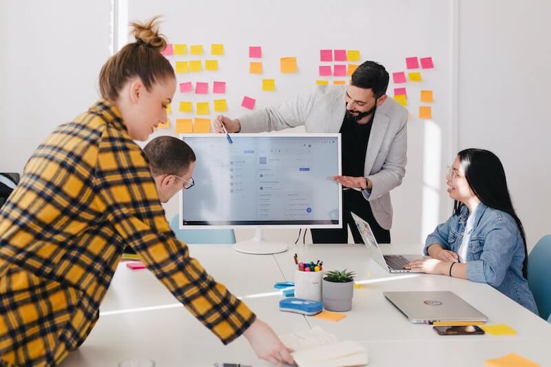 Web design team meeting